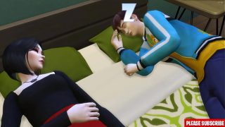 Kakak tiri Jepang menggoda adik tiri yang sudah tak sabar untuk pertama kalinya.