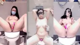 Colmek cantik sambil ngocok di toilet mall bikin basah