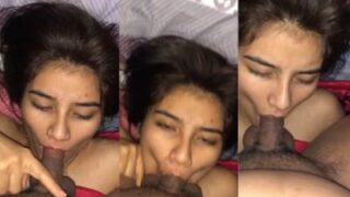 Gadis Shimla bikin lidahnya ngebut nikmatin batang kekasihnya sampai puncak kenikmatan.
